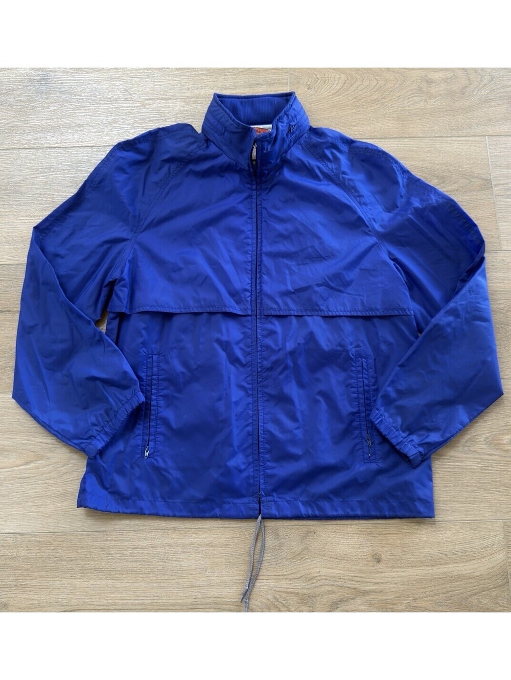 Vintage Stow It Away Blue Hooded Windbreaker Jacket Unisex Large Packable Nylon